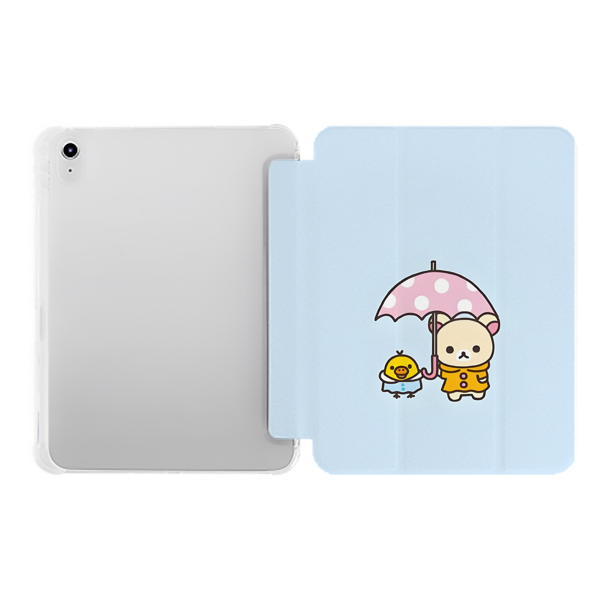 （画像用） リラックマ リラックマ キイロイトリ Rilakkuma Korilakkuma Kiiroitori IPad ケース ペン収納付き 三つ折りスタンド PUレザー×シリコン 対応機種9.5/10.5/10.9インチ